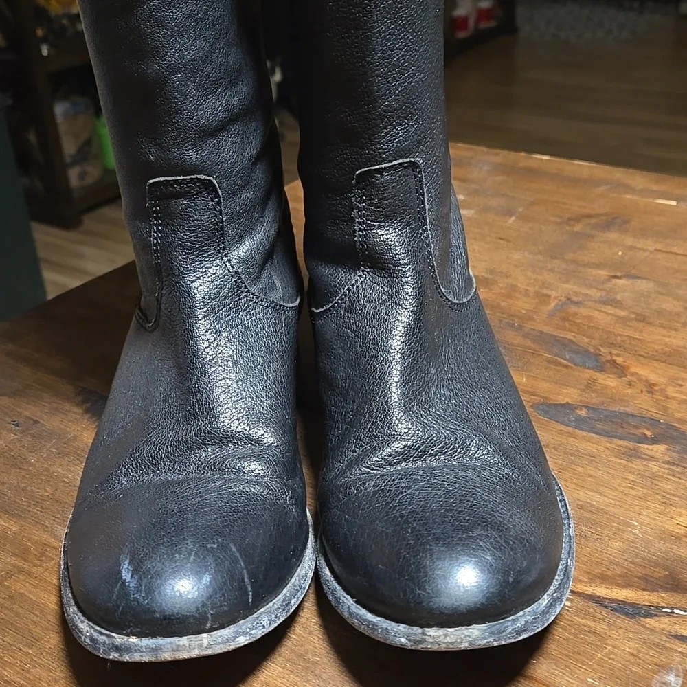 Frye Melissa Button Back Tall Black Leather Riding Style Boots Ladies Size 10